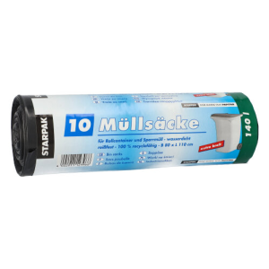 10 Industriezakken, LDPE 140 l 110 cm x 80 cm zwart