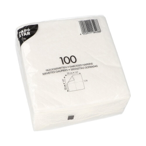 100 Servetten, 1-laags 1/4 vouw 33 cm x 33 cm wit