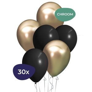 Mix Glossy Goud, Pastel Zwart – 30 st