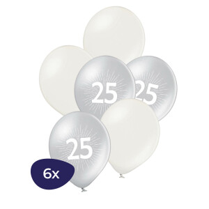 25 Jaar Ballonnen Jubileum, getrouwd, verjaardag – 6 stuks