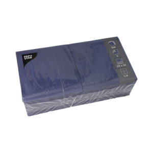 250 Servetten 3-laags 1/4 vouw 33 cm x 33 cm donkerblauw