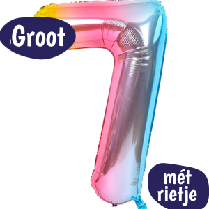 Folieballon Cijfer 7 – Regenboog