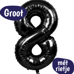 Folieballon Cijfer 8 – Zwart