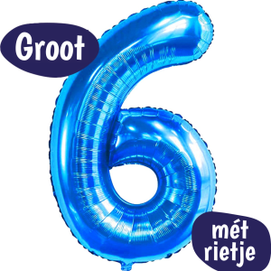 Folieballon Cijfer 6 – Blauw