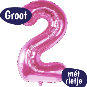 Folieballon Cijfer 2 – Fuchsia