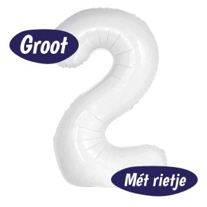 Folieballon Cijfer 2 – Wit – 70cm