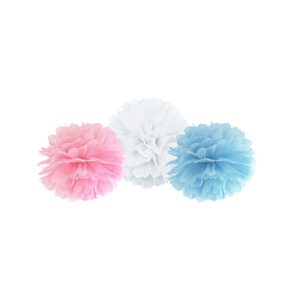 Pompons Blauw Roze Wit – 30cm