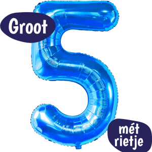 Folieballon Cijfer 5 – Blauw