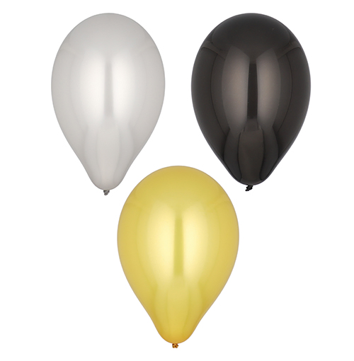 Ballonnen zwart goud zilver 6 stuks