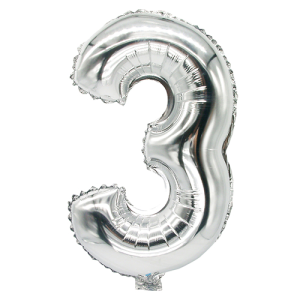 Folieballon zilver 3 nummer