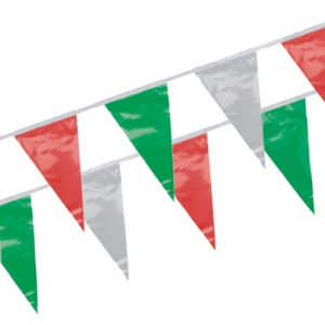 Wimpelguirlande folie groen/wit/rood waterbestendig 4m