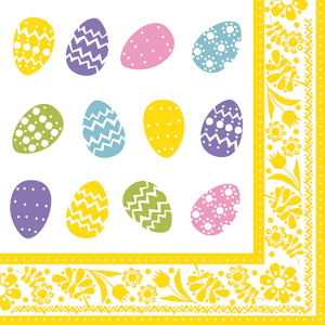 Servetten papier Coloured Eggs set van 50