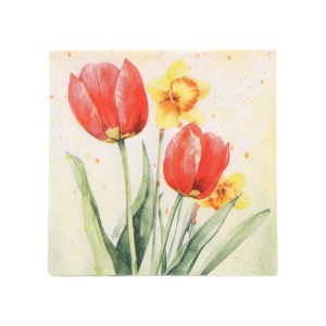Servetten papier Tulips & Daffodils 40x40cm set van 50