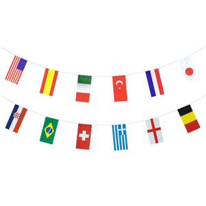 Vlaggenslinger papier 32 Nations brandveilig 10m