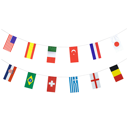 Vlaggenslinger papier 32 Nations brandveilig 10m