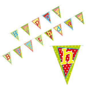 Wimpelguirlande papier Happy Birthday 4m