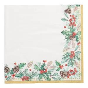 Servetten 3-laags 1/4 vouw 40 cm x 40 cm set van 50 Mistletoe and Pinecone
