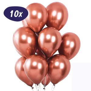 Chroom Rosé Gouden Ballonnen – 10 Stuks
