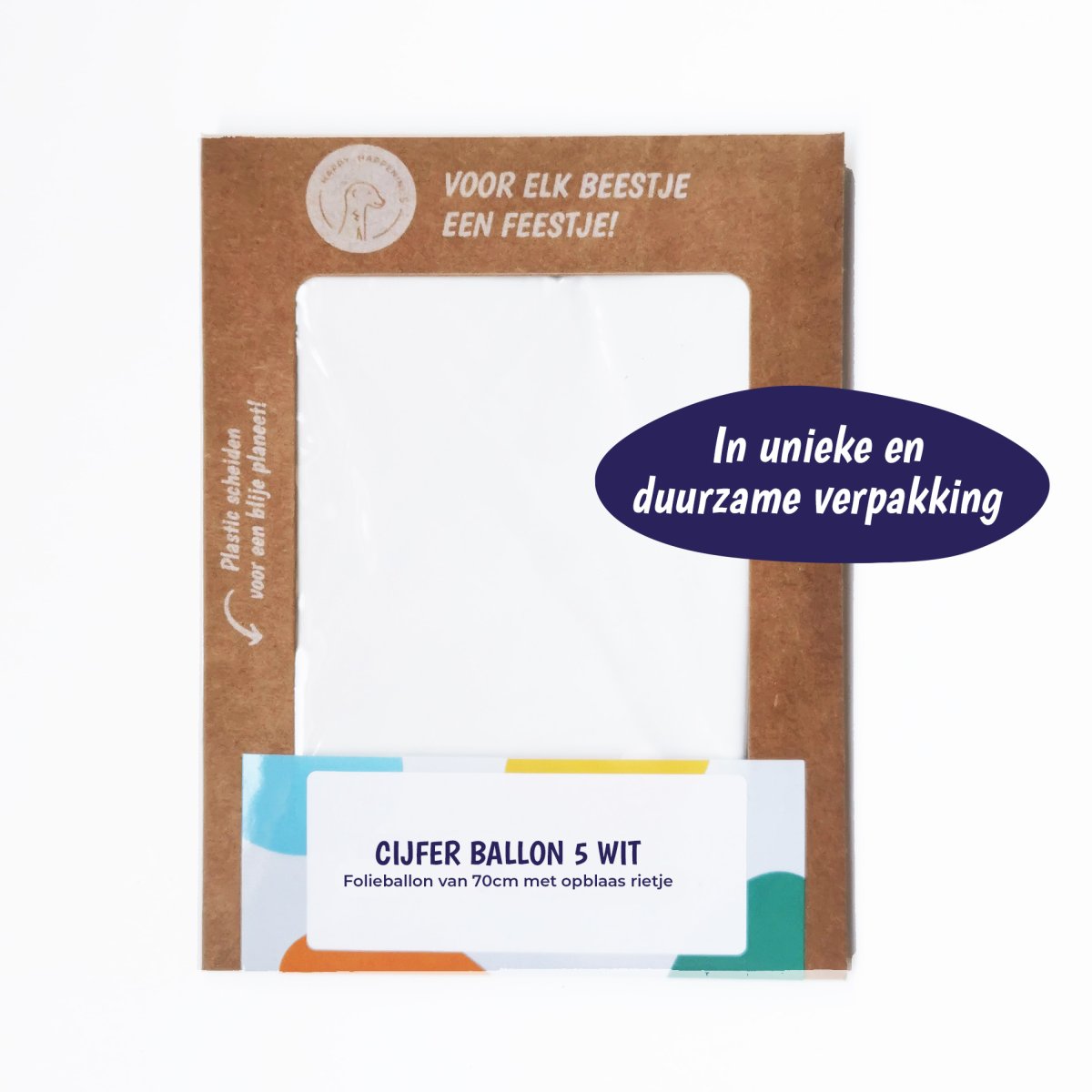 Folieballon Cijfer 5 – Wit – 70cm - Afbeelding 4
