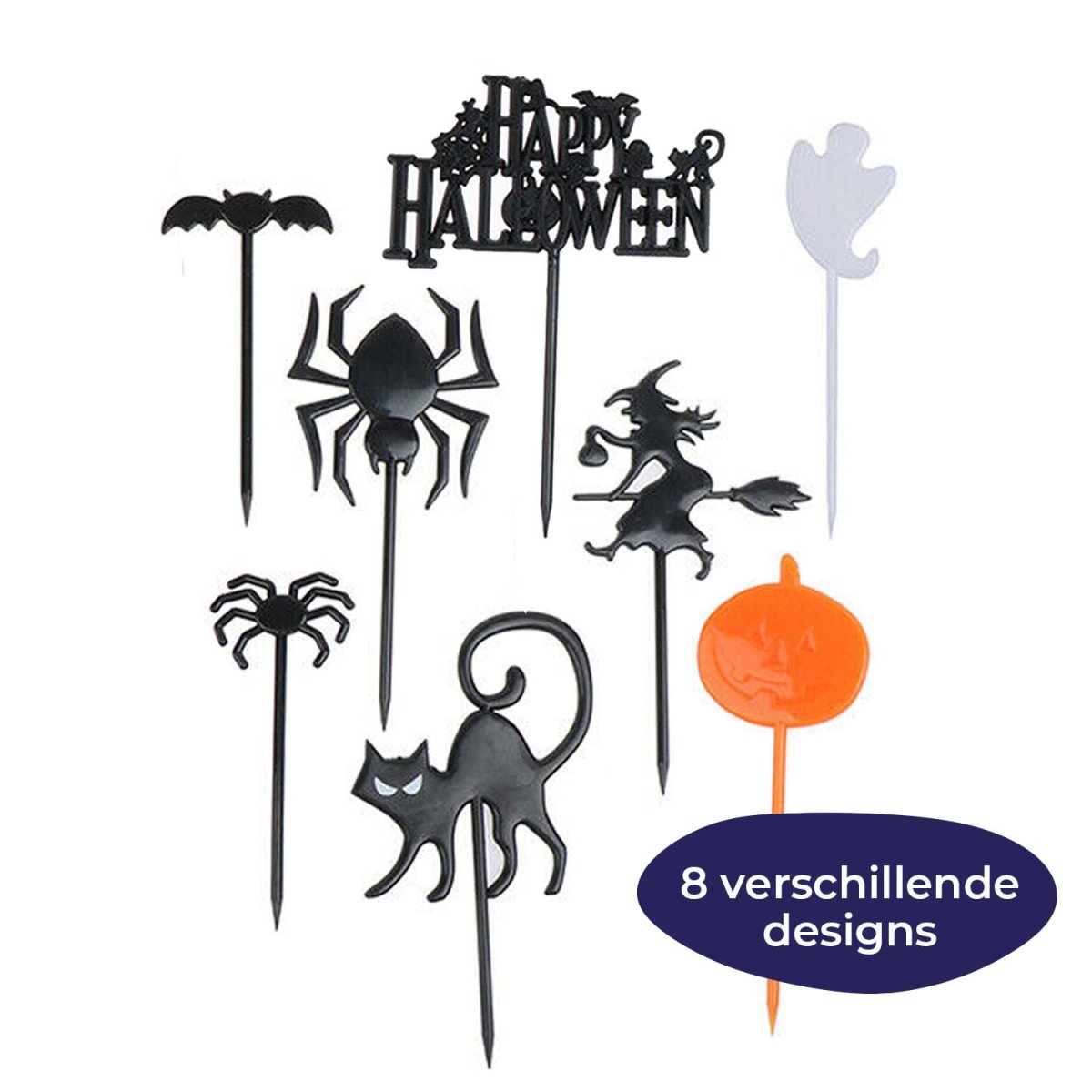 Cupcake Toppers – Plastic – 8 Stuks – Halloween Cupcake Versiering - Afbeelding 6