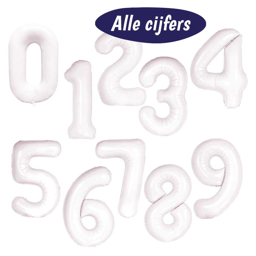 Folieballon Cijfer 5 – Wit – 70cm - Afbeelding 5