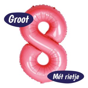 Folieballon Cijfer 8 – Roze – 70cm