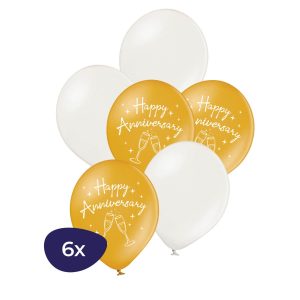 Happy Anniversary Jubileum Ballonnen – 6 St